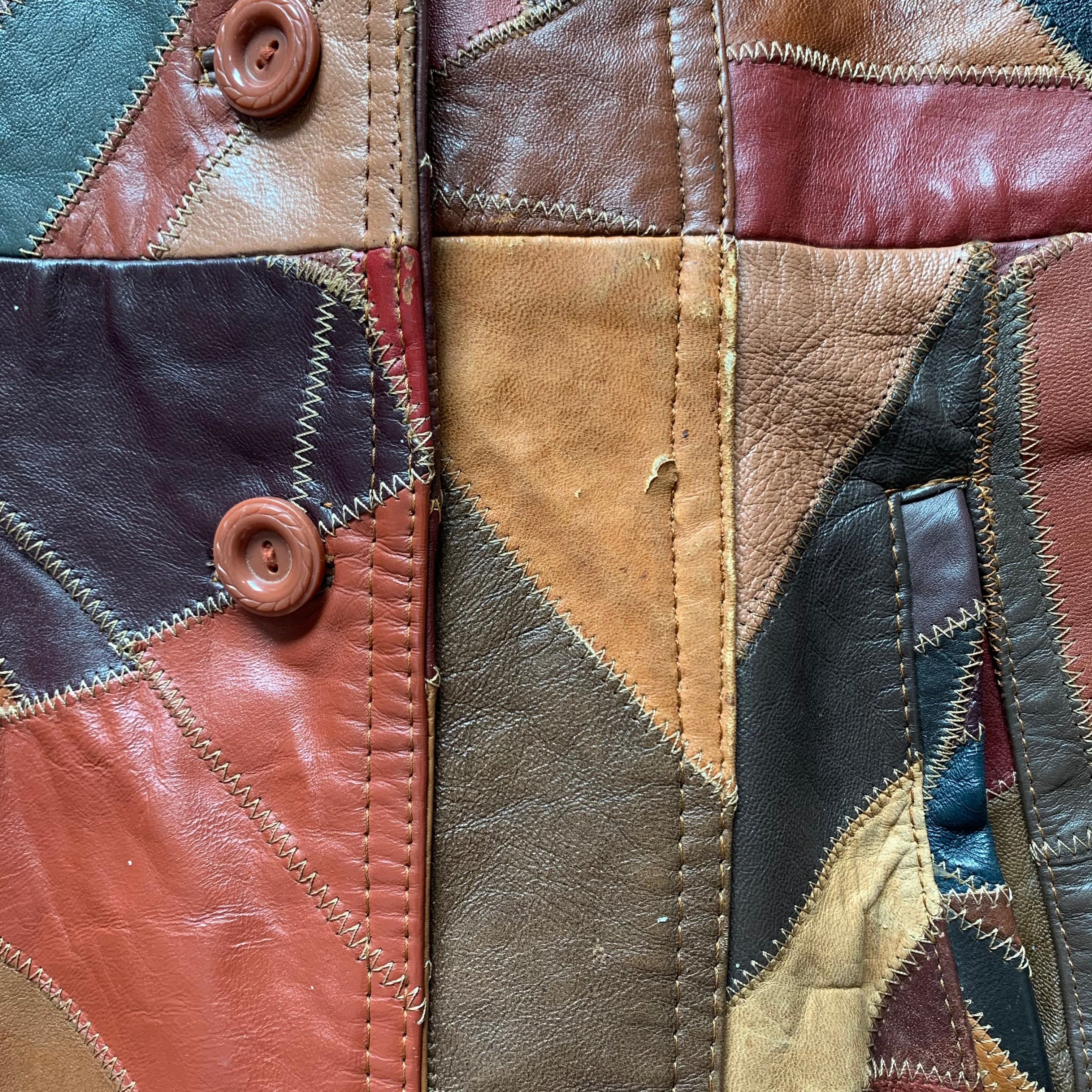 1970's Crazy Patchwork Leather Jacket Small – Little Chum