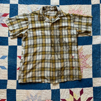 1950’s Elderado Brown Plaid Loop Collar Shirt Large