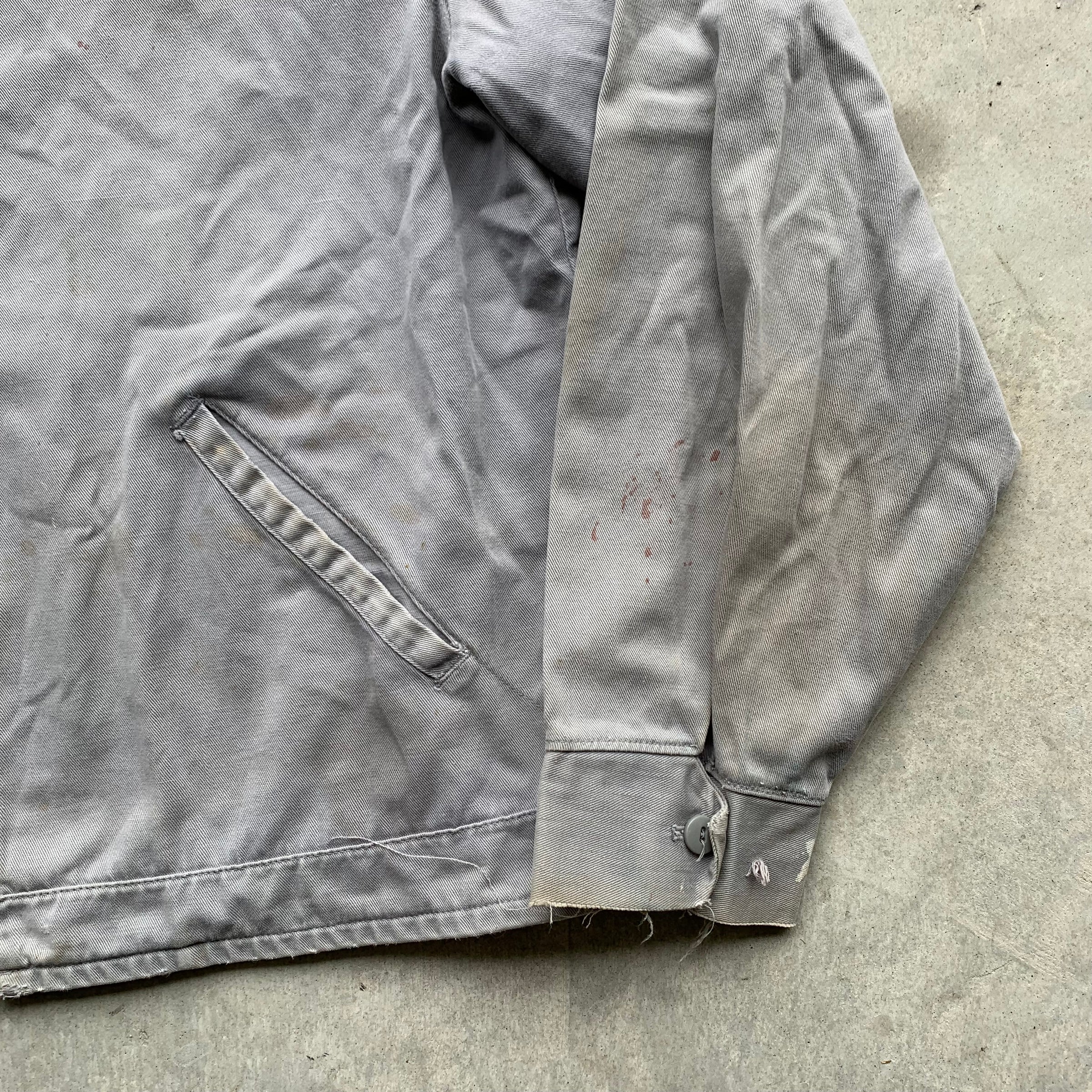 1950’s Thrashed Grey Cotton Work Jacket Large