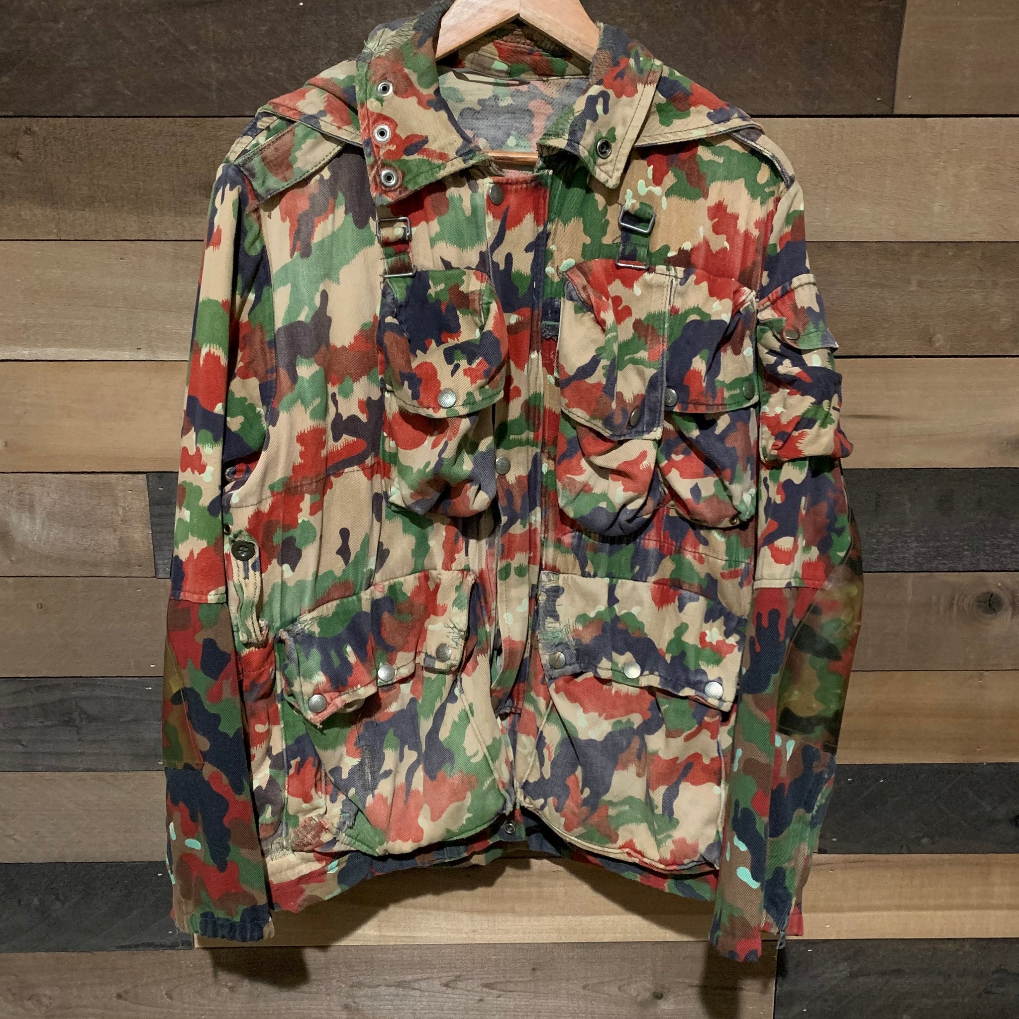 SWISS ALPENFLAGE ARMY surplus camouflage m70 heavy cotton jacket coat  £24.99 - PicClick UK