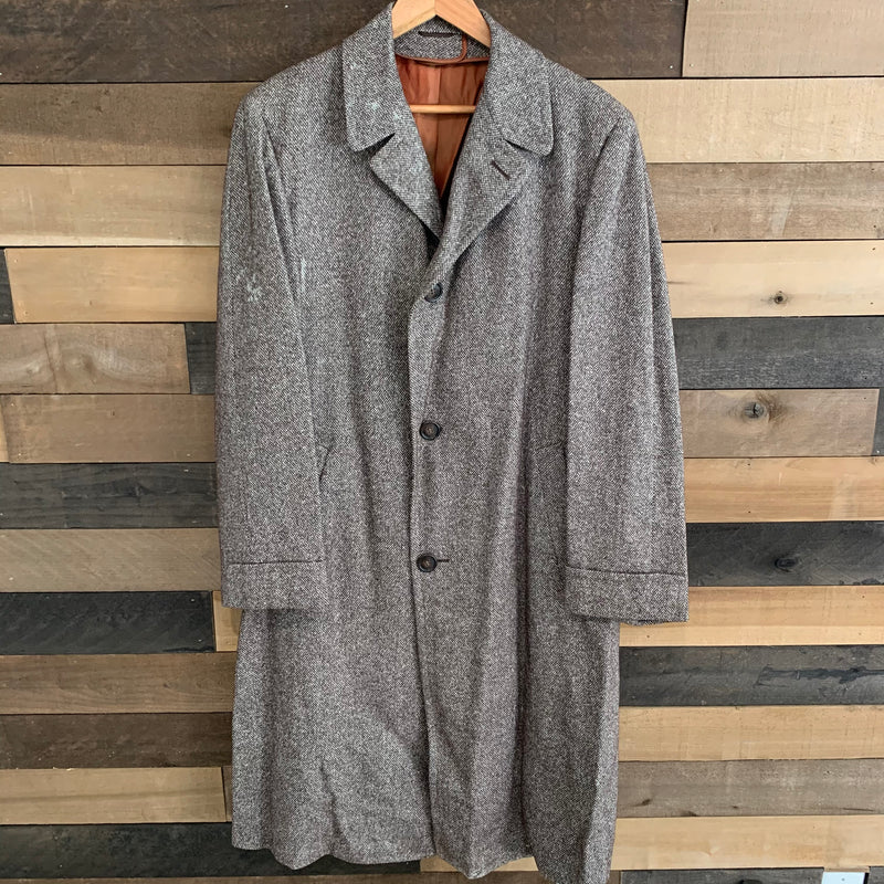 1980's Brown Tweed Long Coat Large