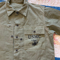 1940's WWII USMC Stenciled P-44 HBT Utility Jacket Size 36 Medium