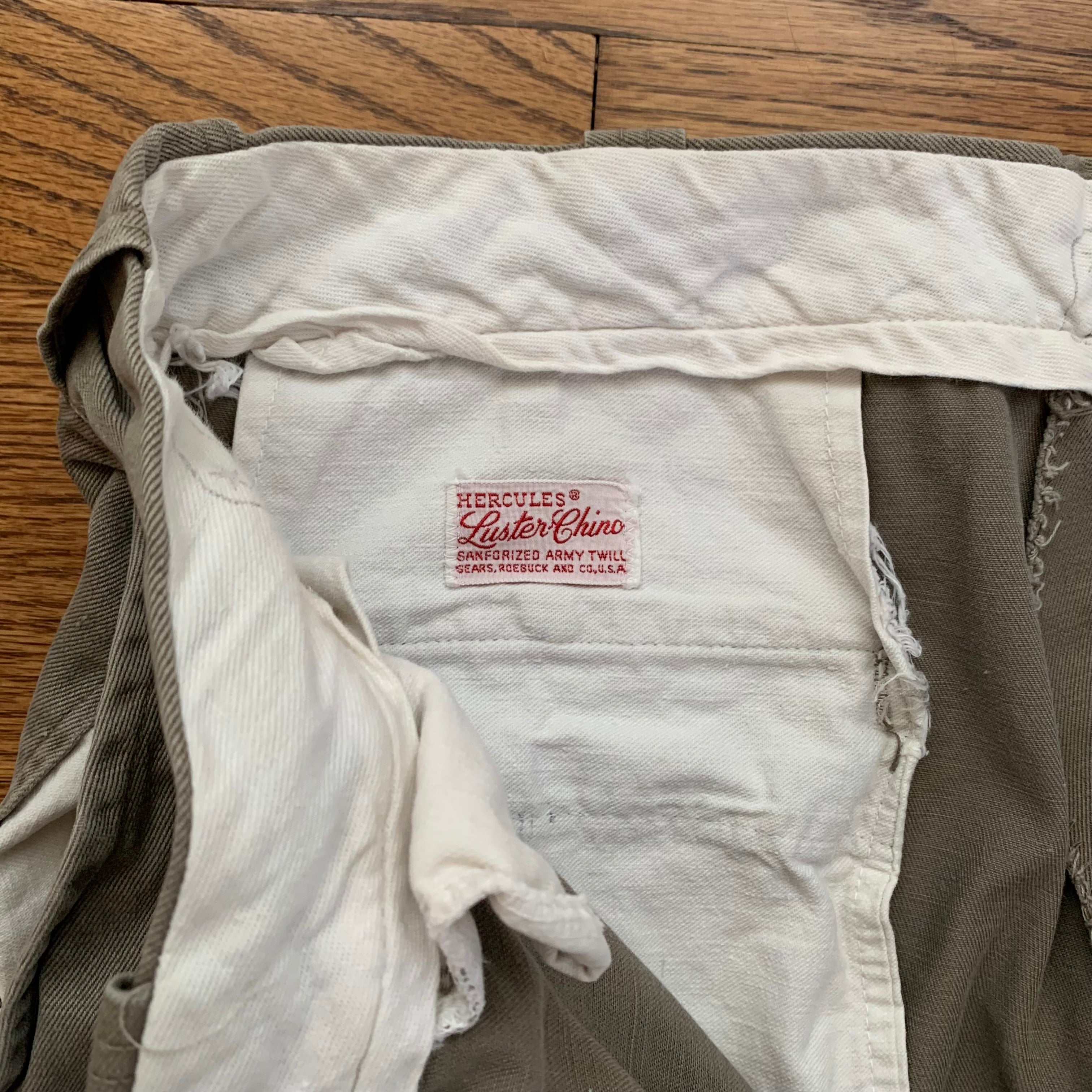 1950's Grey Hercules Luster Chino Army Twill Pants 32” x 30