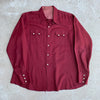 1950's Maroon Gabardine Pearl Snap Western Shirt XL