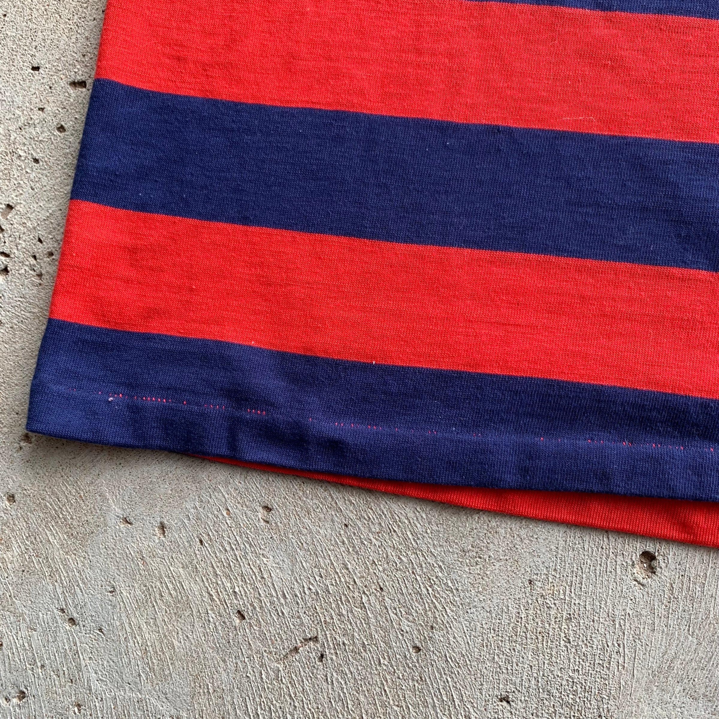 1960's/70's Jantzen Red and Blue Border Stripe T-Shirt Small