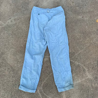 1940’s Light Blue Striped Cotton Buckleback Trousers 30” x 29”