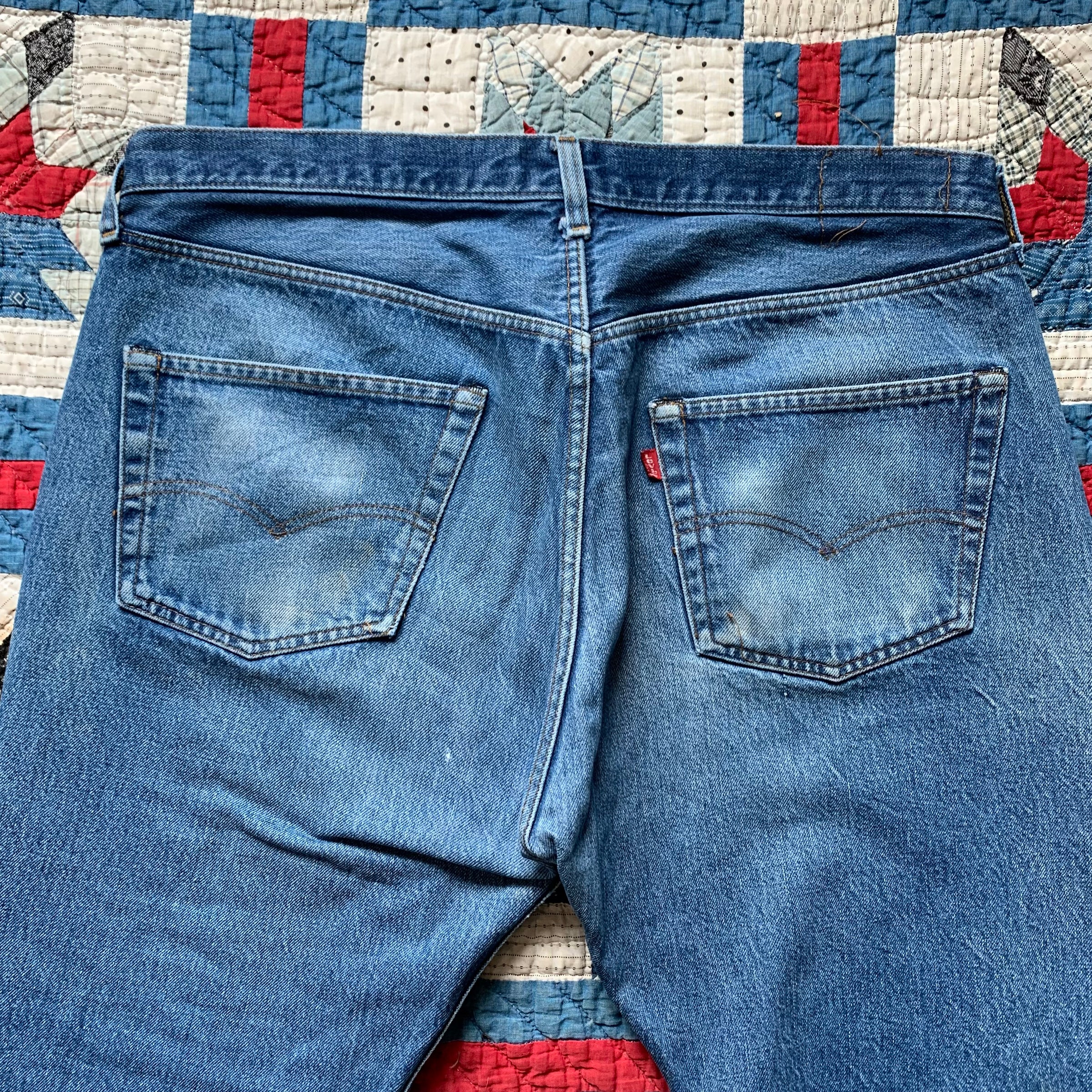 1980's Faded Levi's 501 Selvedge Redline Denim Jeans 38" x 29"