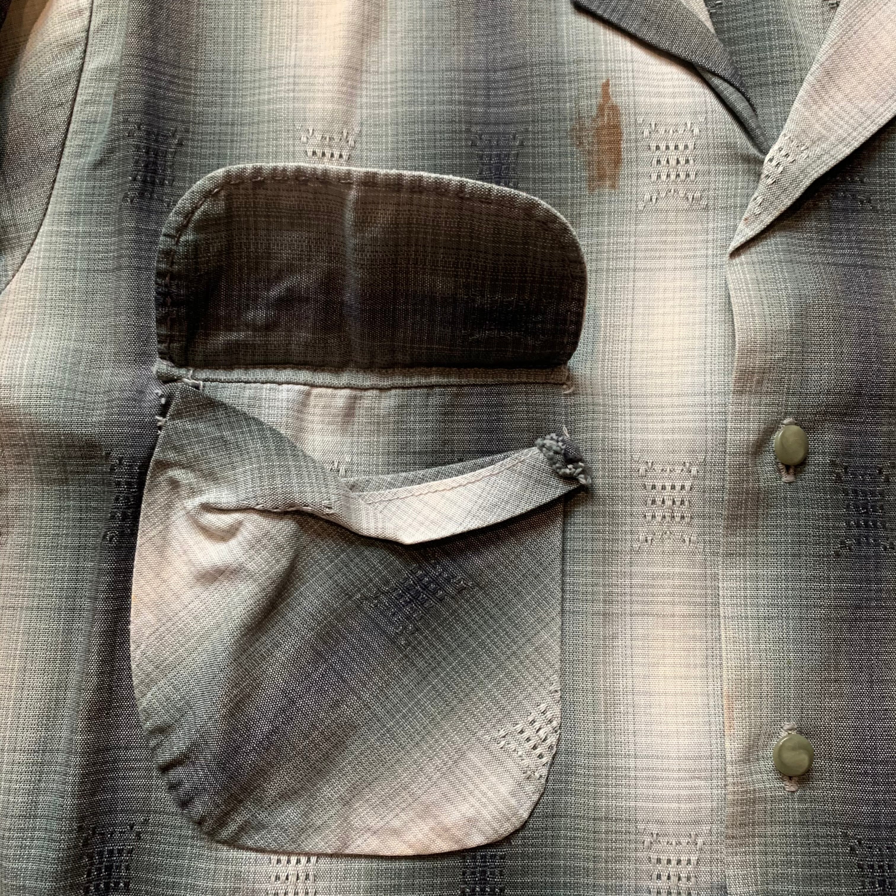 1950's Sportsman of Hollywood Shadow Plaid Rayon Loop Collar Shirt