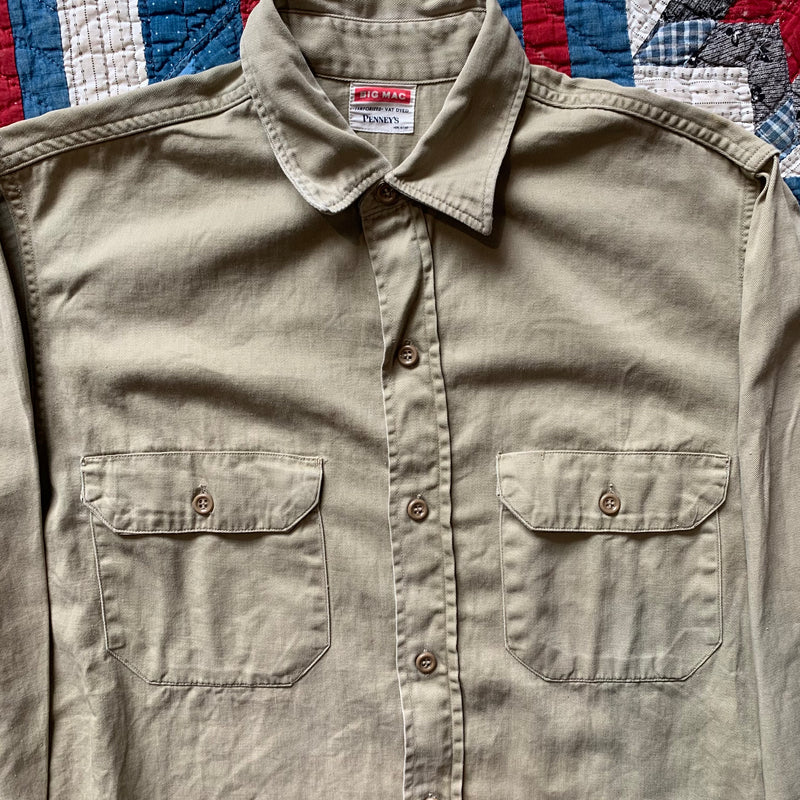 1950's Big Mac Sanforized Tab Twill Work Shirt Large