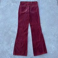 1970’s Burgundy Corduroy Flared Trousers 28" Waist