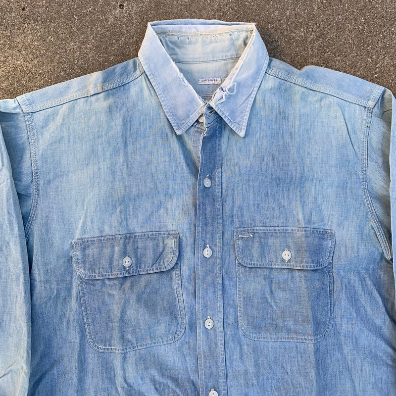 1950’s Penney’s Big Smith Sanforized Chambray Work Shirt XL