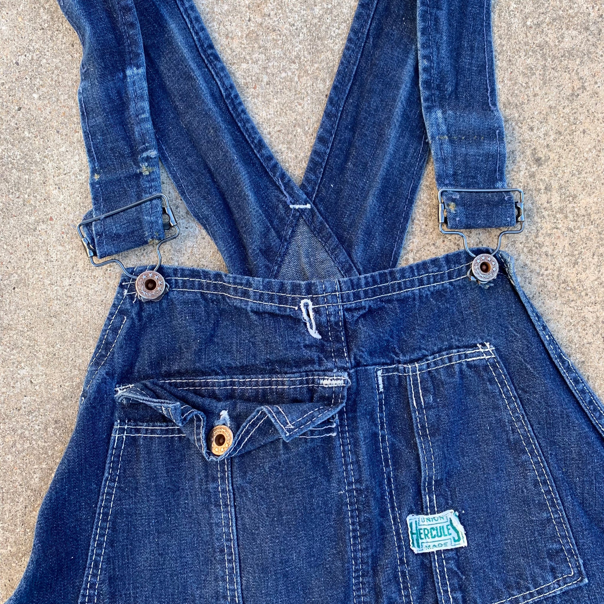 1940’s WWII Hercules Hammer Label Denim Overalls 37” x 28”