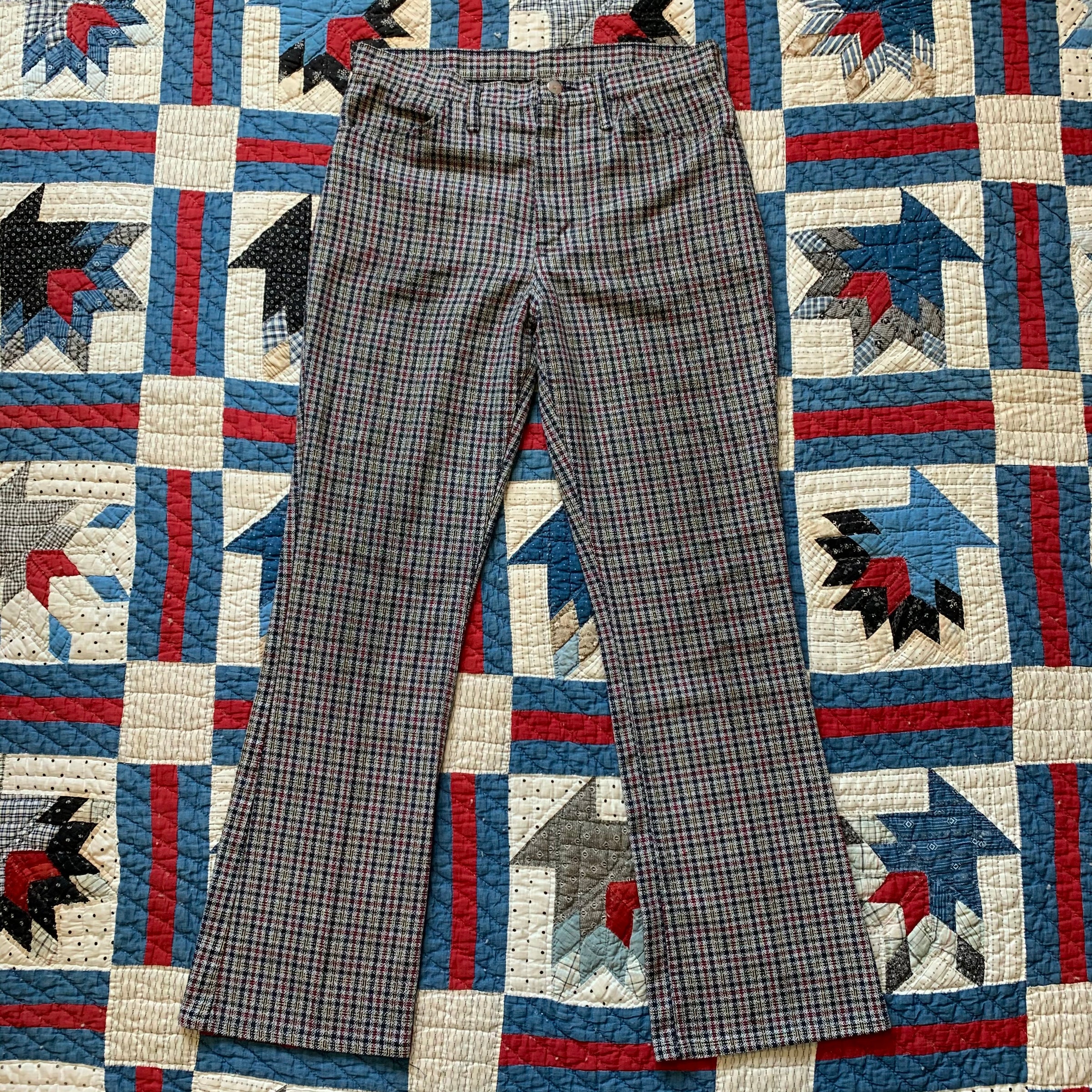 1960's/70's Wrangler Cotton Plaid Flared Trousers 33" x 31"