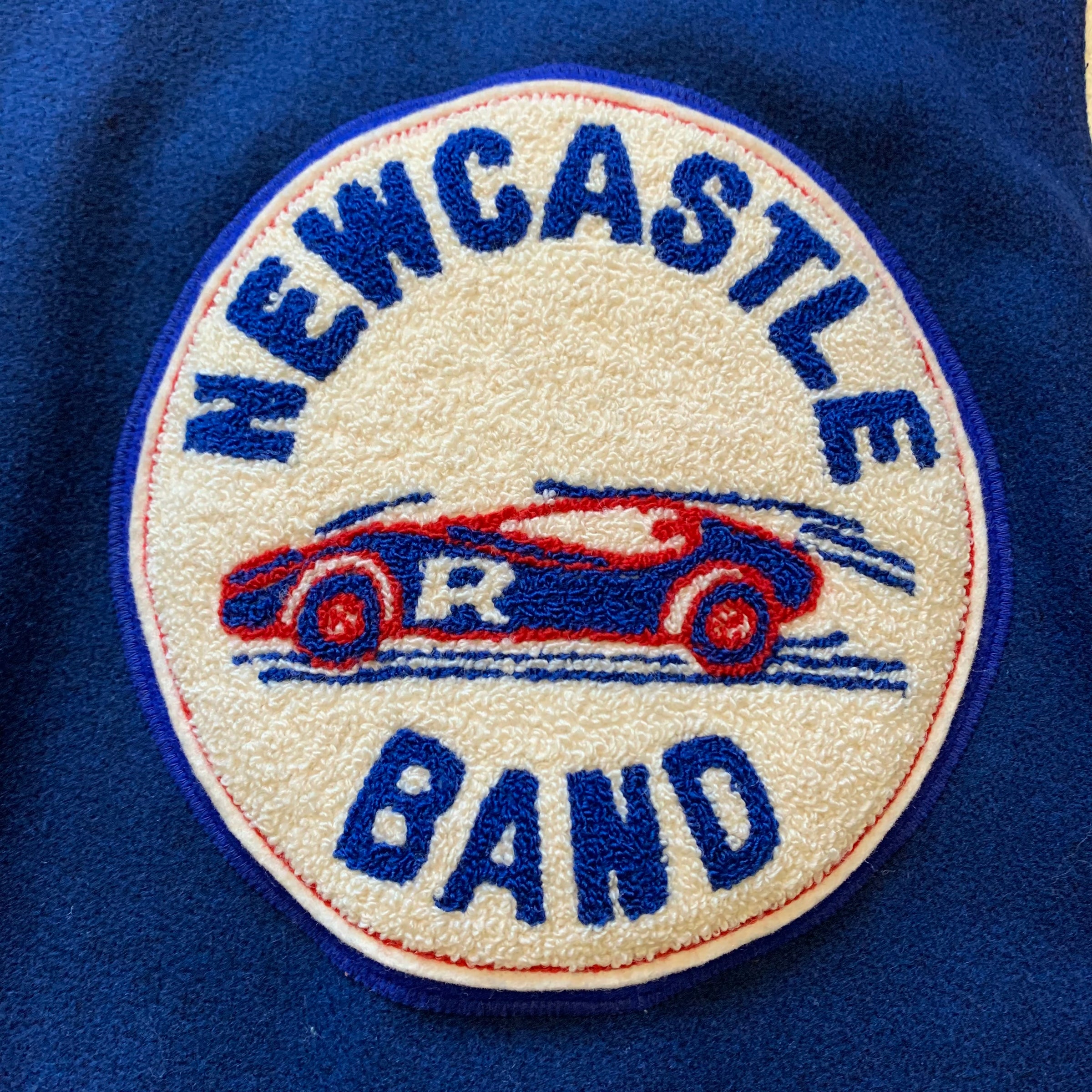 1970's Newcastle Band Patched Varsity Wool Jacket with Leather Accents Small