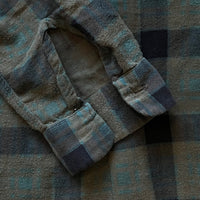 1950's Comet Dark Green Plaid Loop-Collar Cotton Flannel Shirt M/L