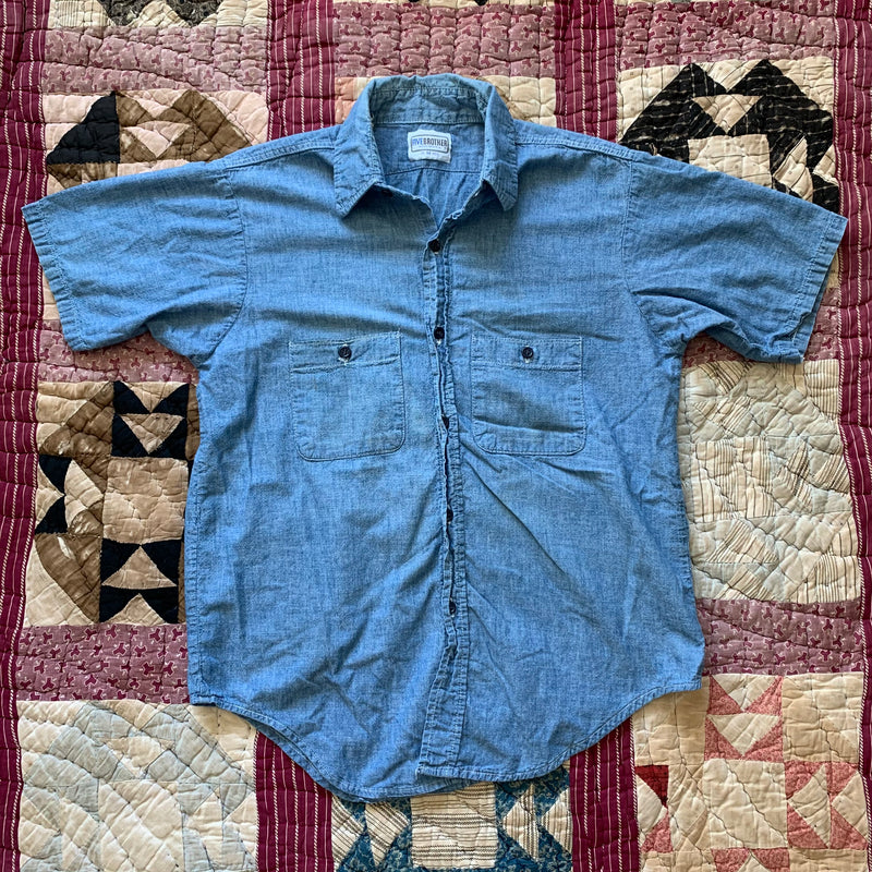 1970's/80's Five Brothers Chambray S/S Button Up Work Shirt Medium