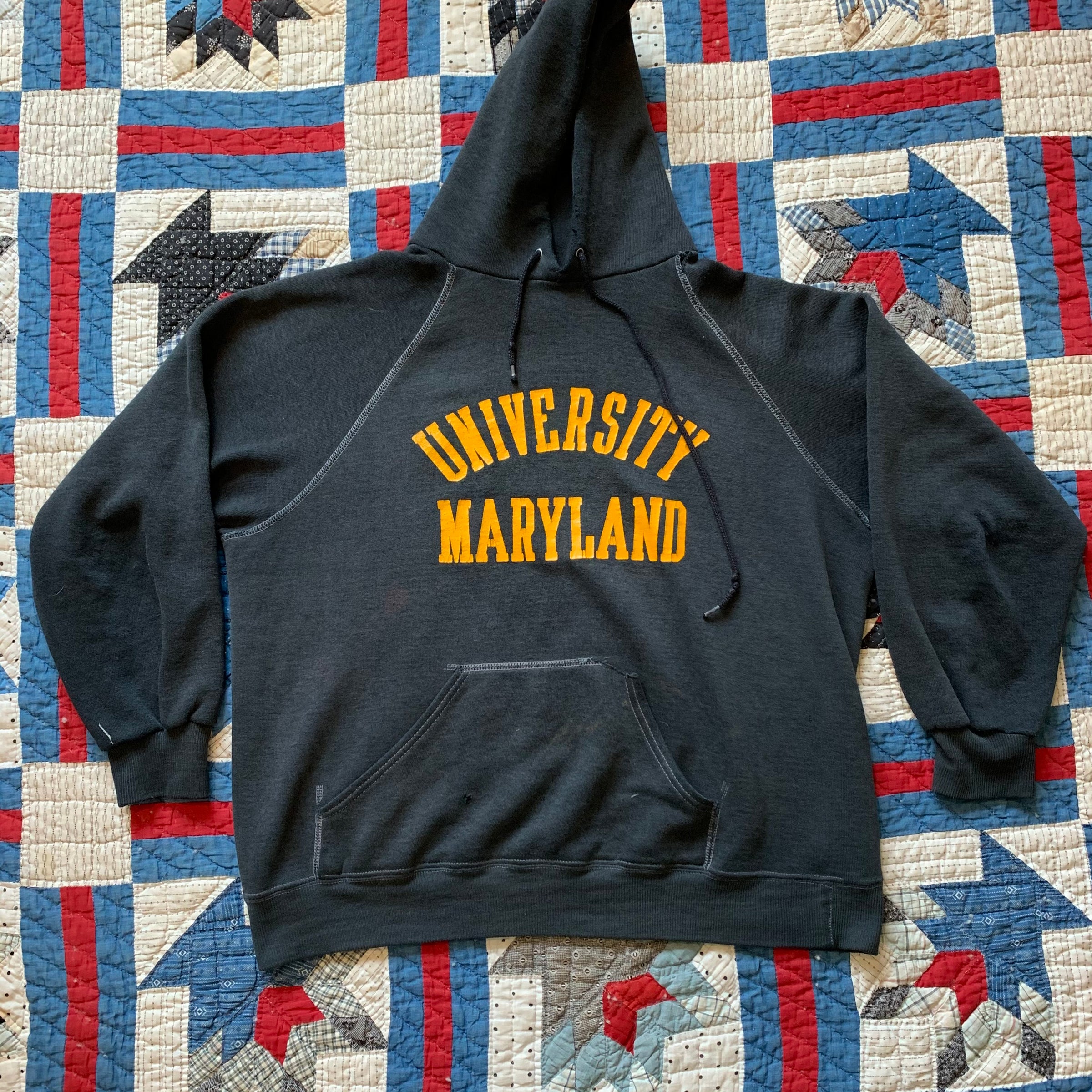 1970's Faded Black University of Maryland Sweatshirt Large