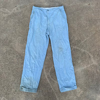 1940’s Light Blue Striped Cotton Buckleback Trousers 30” x 29”