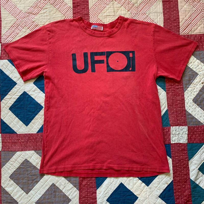 1990's Faded Red UFO Rave T-Shirt Large