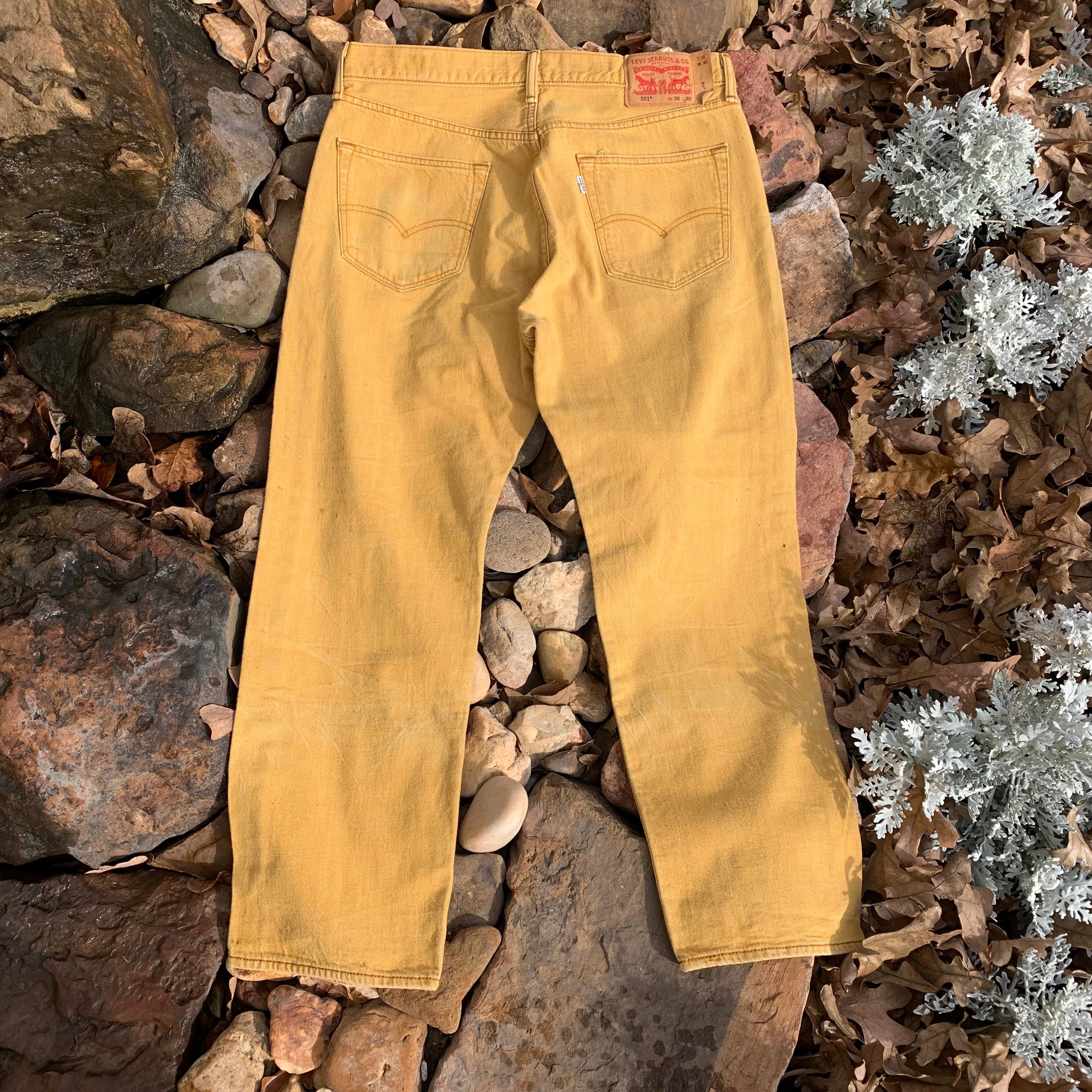 Levi's 501 White Oak Cone Denim Buckthorn Gold 34