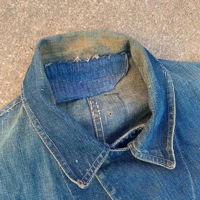 1940’s Repaired Big Buck Denim Chore Coat XL