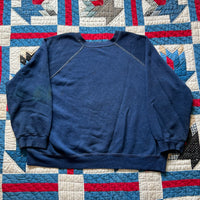 1970's Distressed Navy Sportswear Crewneck Sweatshirt Large