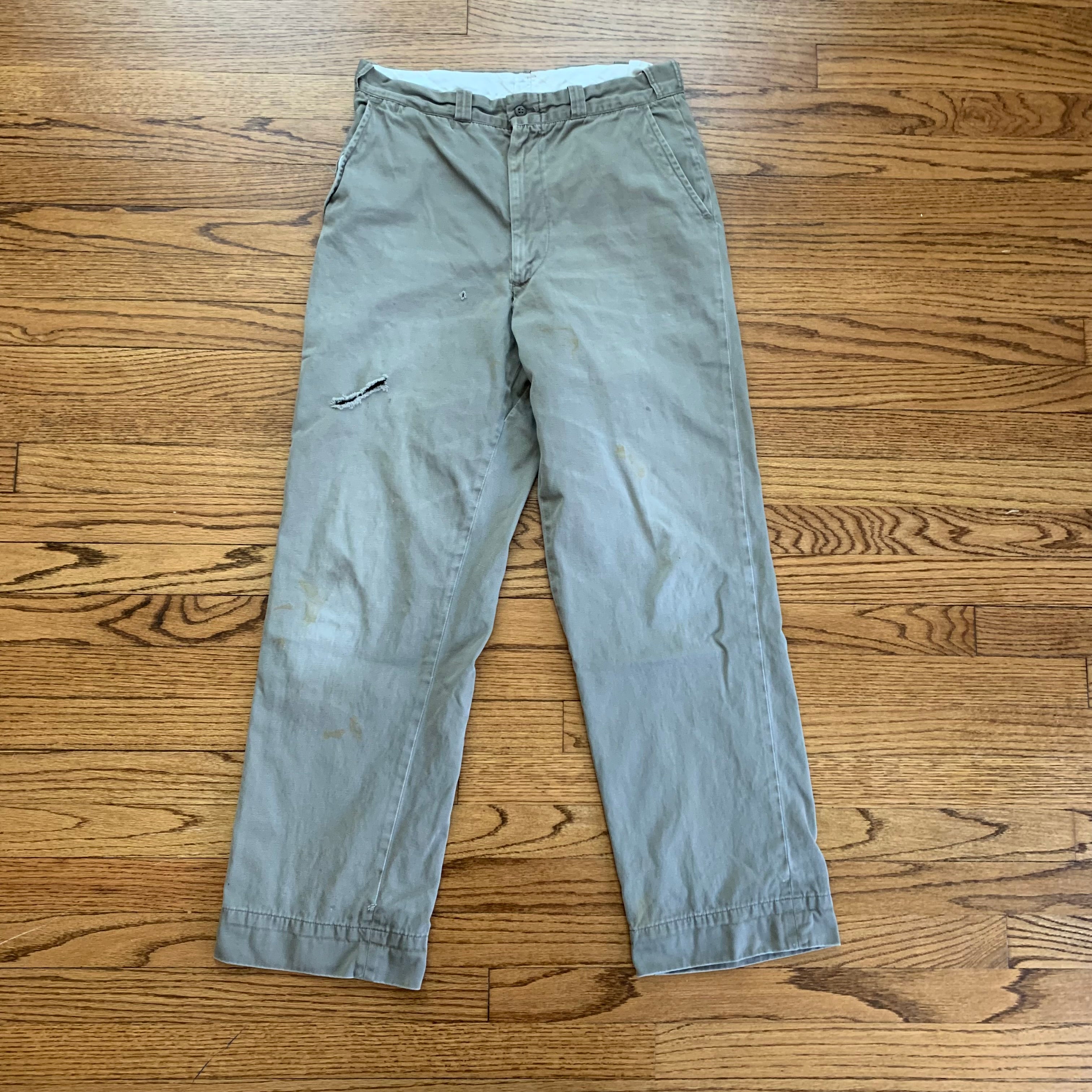 1950's Grey Hercules Luster Chino Army Twill Pants 32” x 30