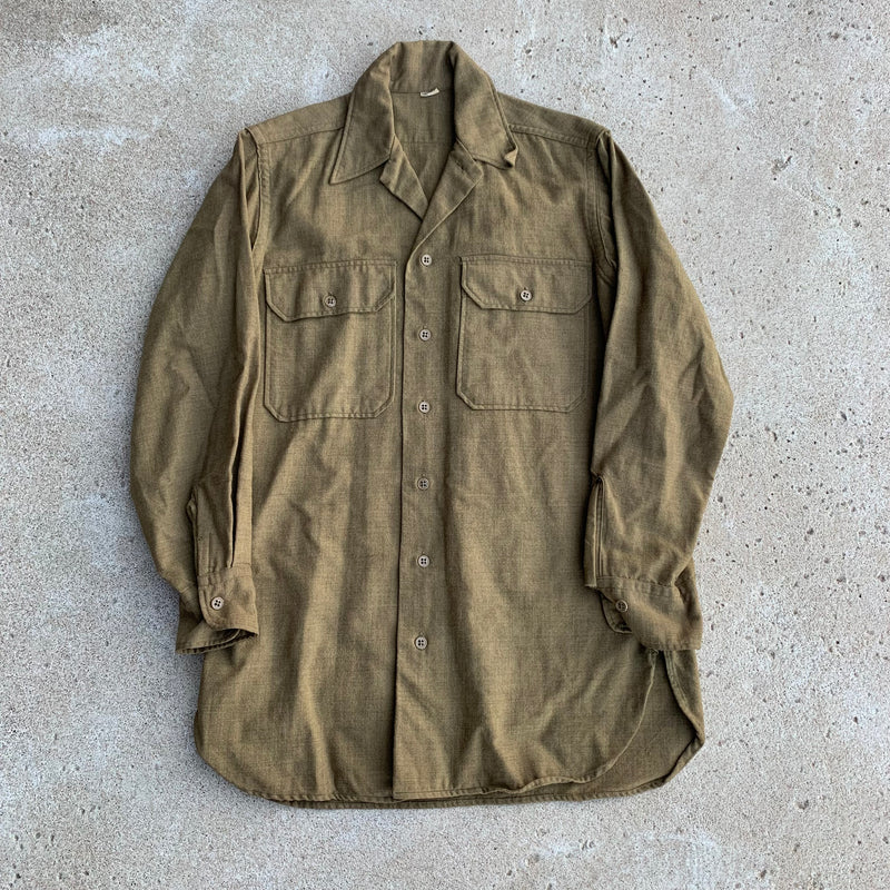 1940's WWII Military Wool OD Uniform Shirt Small