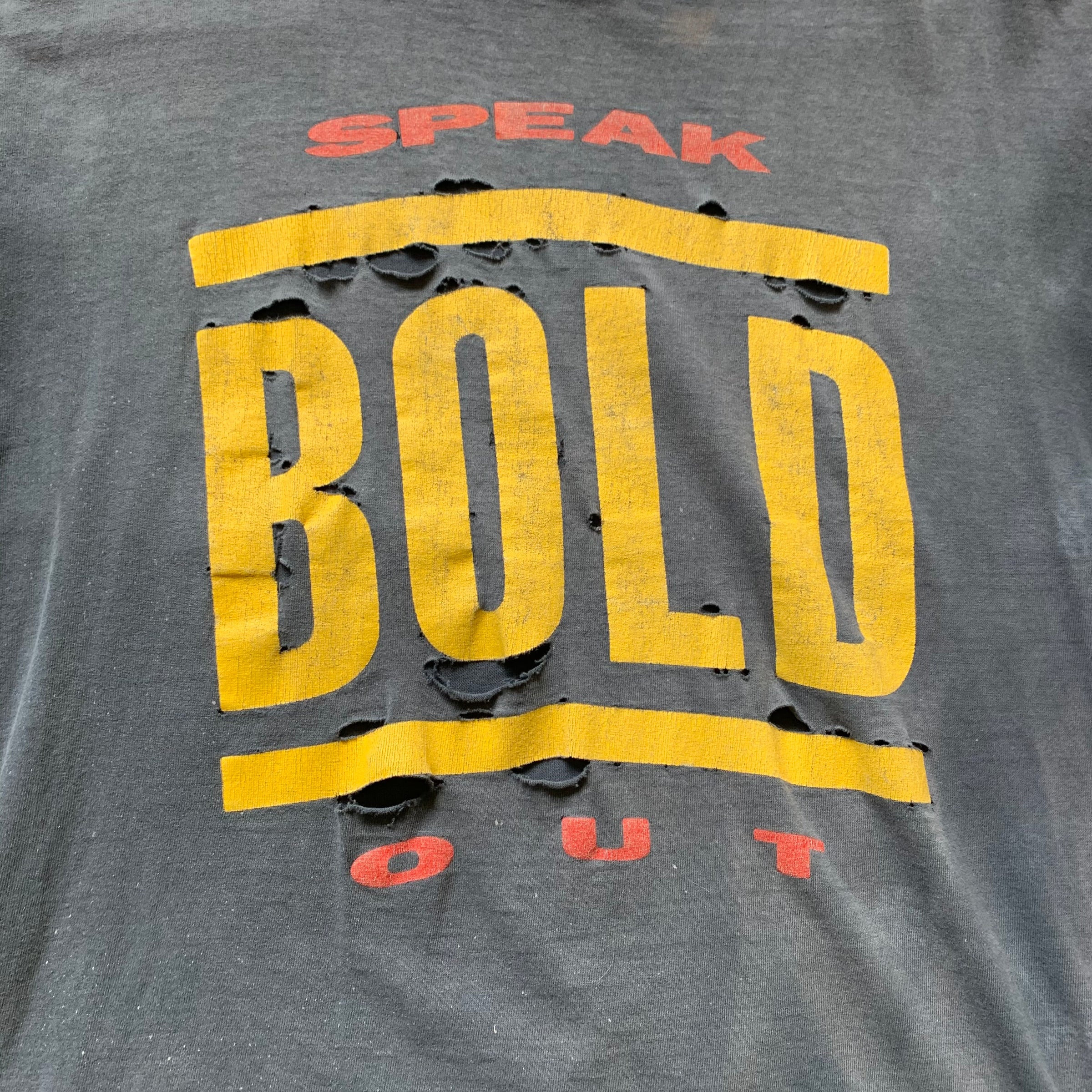Late 1980’s Thrashed Bold “Speak Out” LP T-Shirt L/XL