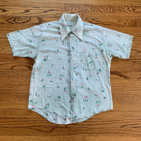 1970’s K-Mart Atomic Print Button Down Shirt XL