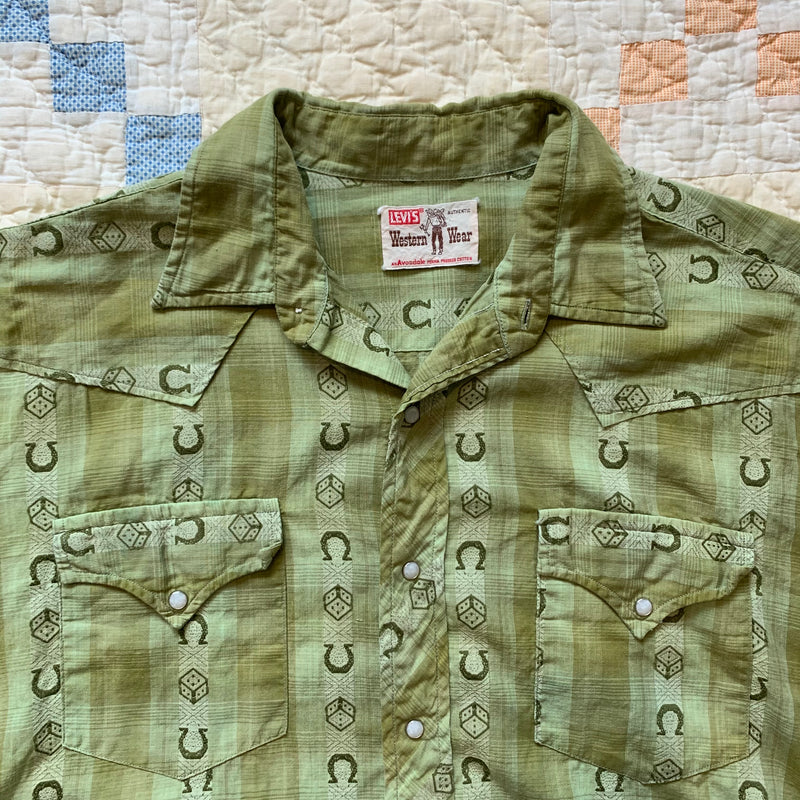 1950's Levi's Western Wear Gambler's Pearl Snap Western Shirt L/XL