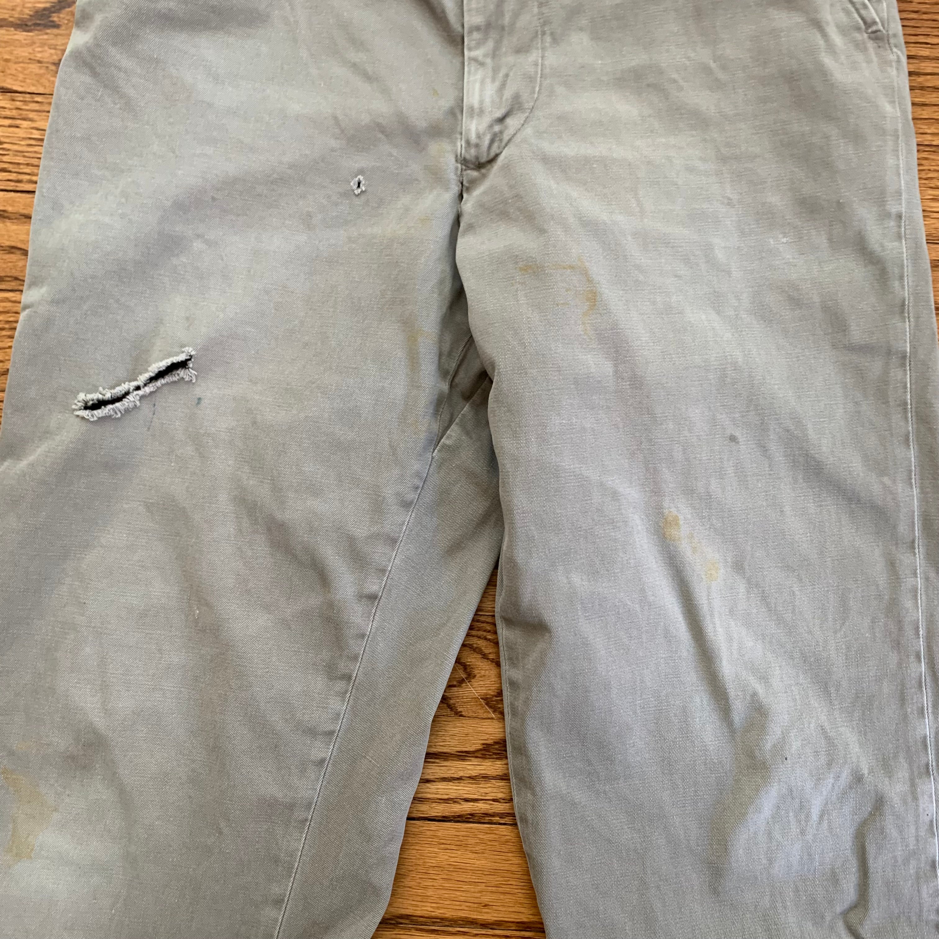 1950's Grey Hercules Luster Chino Army Twill Pants 32” x 30