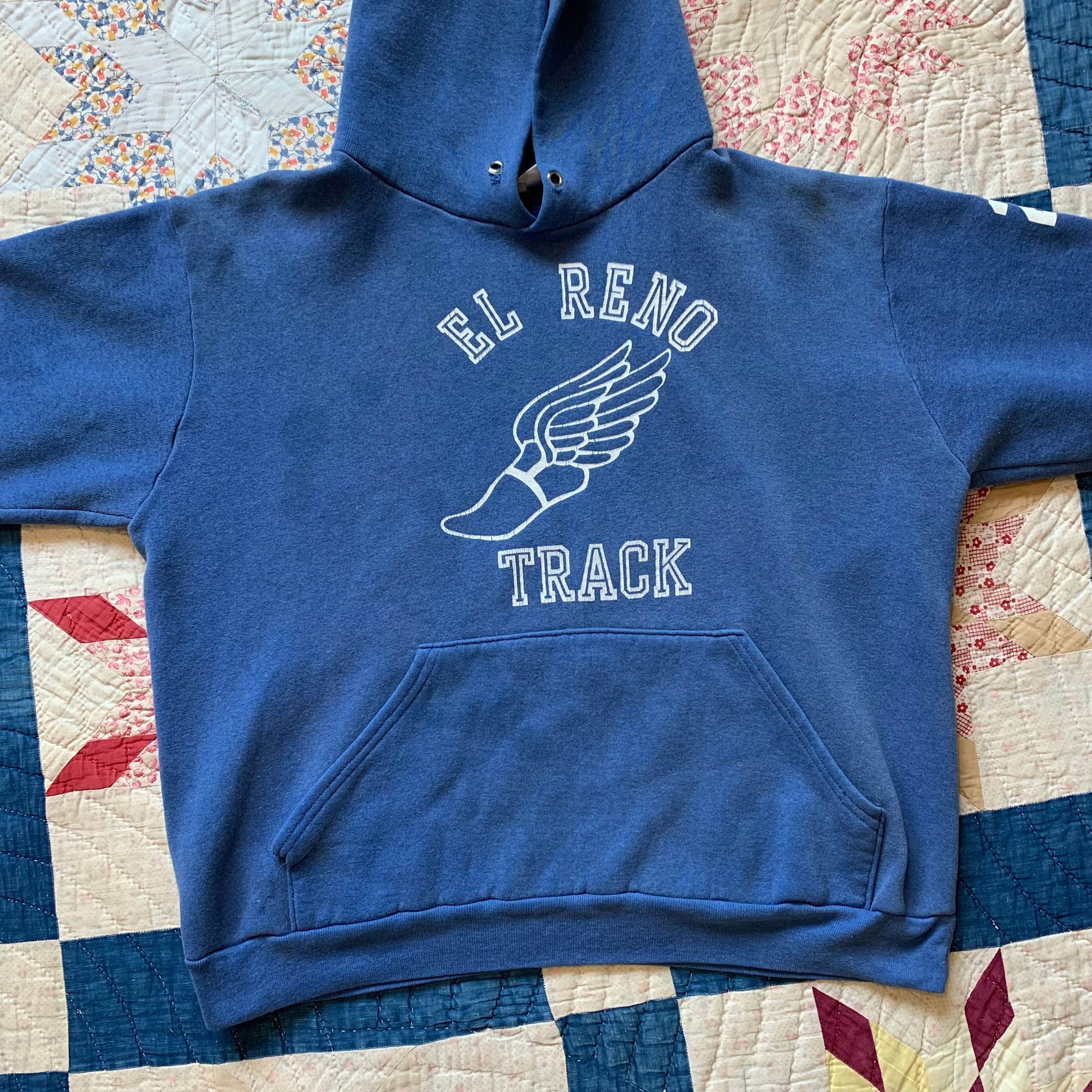1970's/80's El Reno Track Winged Foot Hooded Sweatshirt M/L