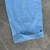 1940’s Light Blue Striped Cotton Buckleback Trousers 30” x 29”