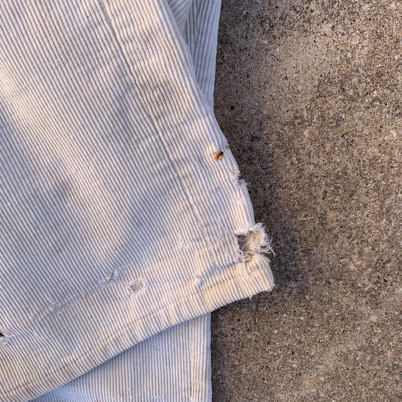 1940’s Thrashed White Corduroy Pants 32” x 27.5”