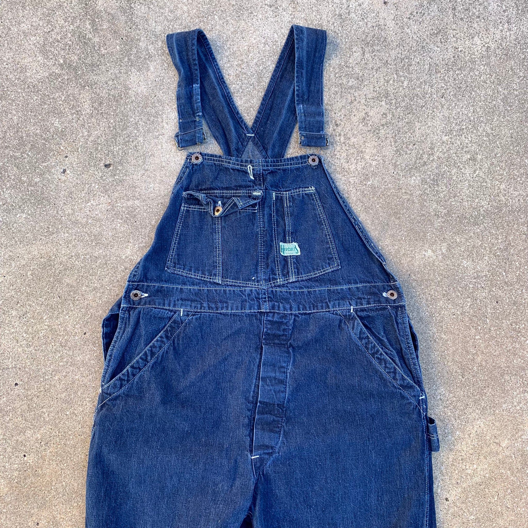 1940’s WWII Hercules Hammer Label Denim Overalls 37” x 28”