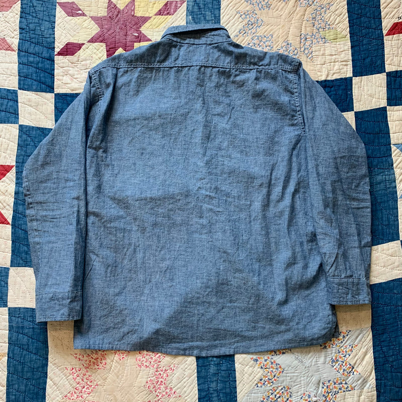 1950's Washington Dee Cee Sanforized Chambray Work Shirt XL