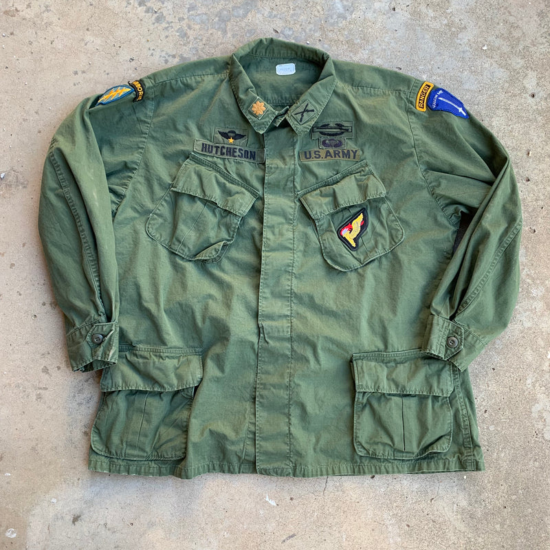 1960’s Patched Vietnam War OG-107 Ripstop Jungle Jacket XL Regular