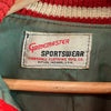 1960’s Red and Cream Wool Varsity Jacket with Leather Sleeves Tagged 42 M/L