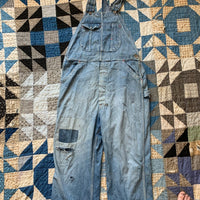 1940's Repaired WWII Denim Overalls 36" x 29"