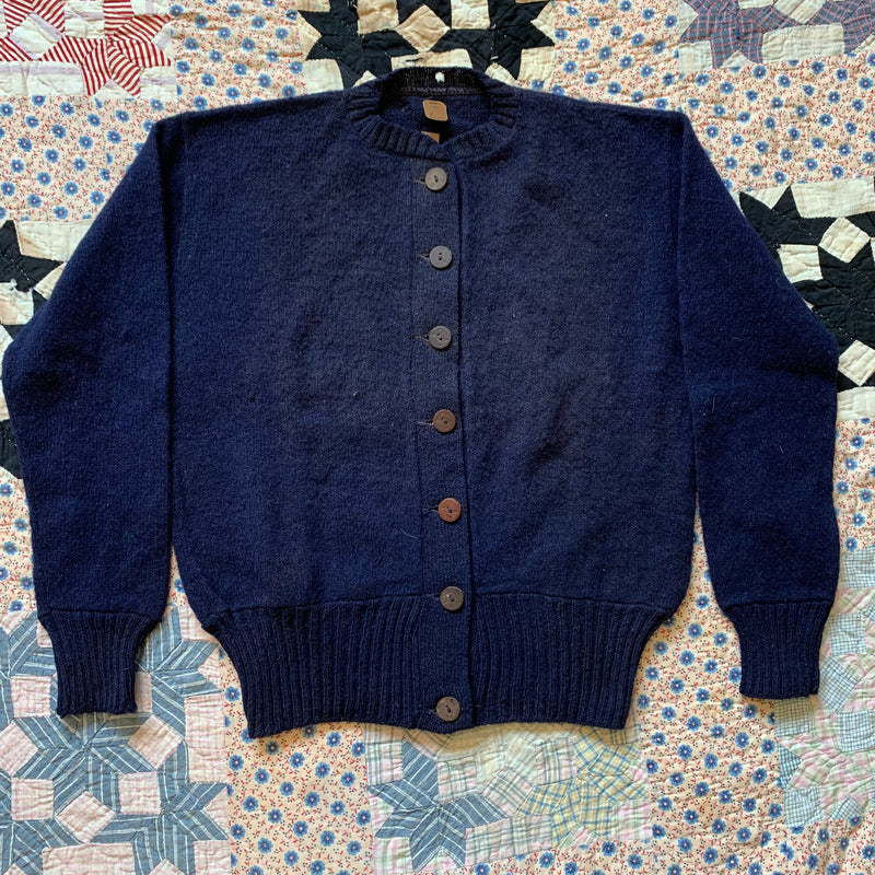 1910’s/20’s “Deadstock” Wool Cardigan with Leather Buttons Size 38