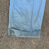 1940’s Light Blue Striped Cotton Buckleback Trousers 30” x 29”