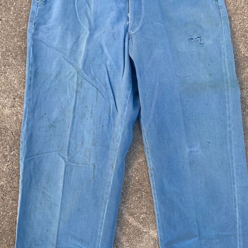 1940’s/50’s Light Blue Boat Cloth Work Pants 35” x 30.5”