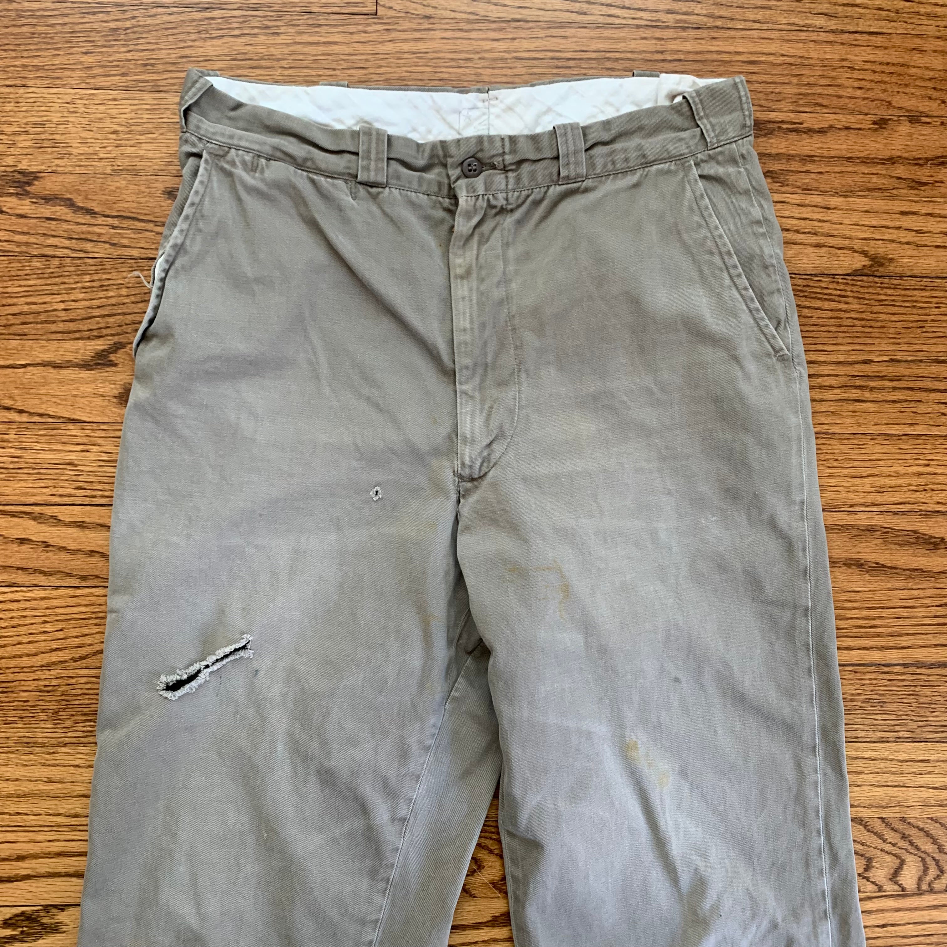 1950's Grey Hercules Luster Chino Army Twill Pants 32” x 30