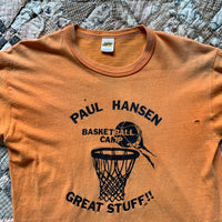 1970’s Faded Orange Paul Hansen Basketball Club Russell T-Shirt Large