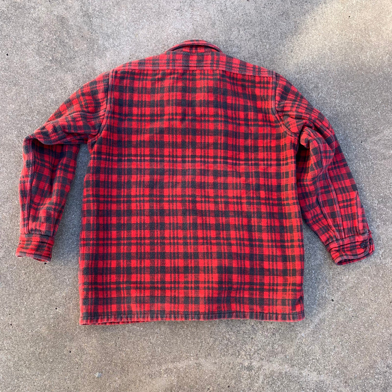1970’s/80’s Black/Red Plaid Cotton Flannel Shirt Medium