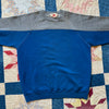 1970's Russell Athletic Blue and Gray Raglan Crewneck Sweatshirt Medium