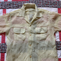 1950’s Yellow Sheer Nylon Loop Collar Shirt Large