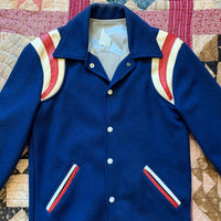 1970's Newcastle Band Patched Varsity Wool Jacket with Leather Accents Small