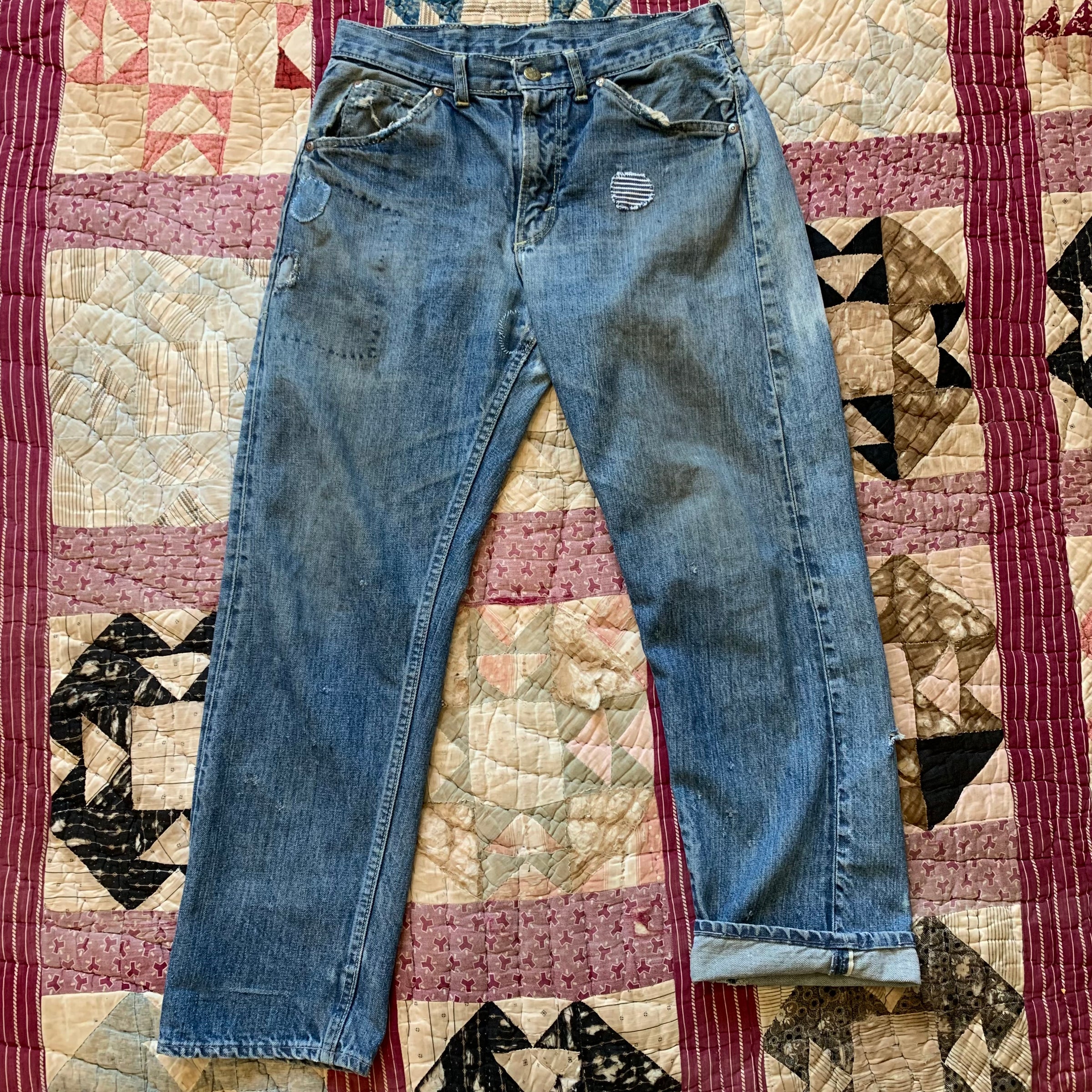1960's Saddle Pal Repaired Half Selvedge Denim Jeans 30" x 28"